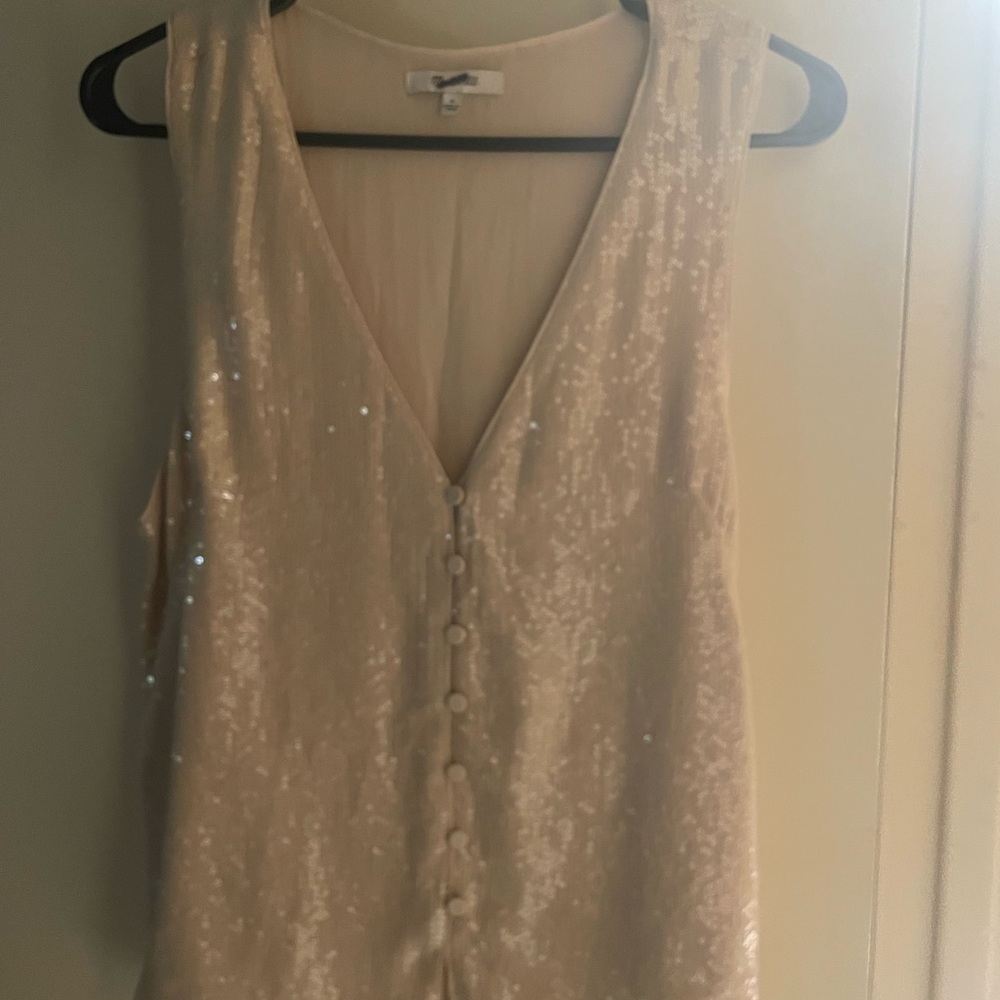 Madewell Cream Sequin Tank Top